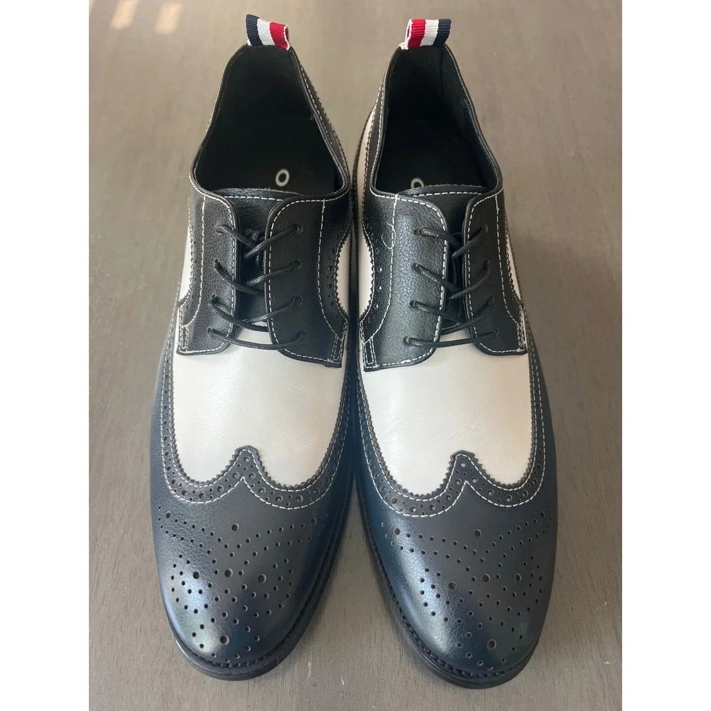 Calto Mens Elevator Wingtip Oxford Shoes Leather Brogue US 7.5 (Run Large)